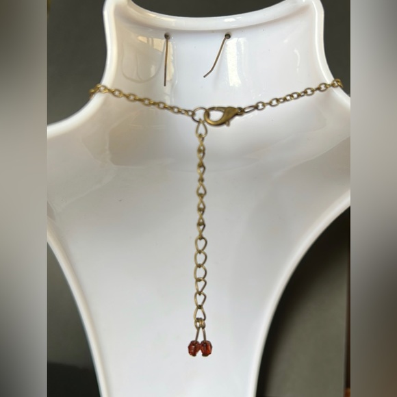 Vintage🗝️Yellow/Orange Beaded Short Necklace Set - Picture 4 of 8